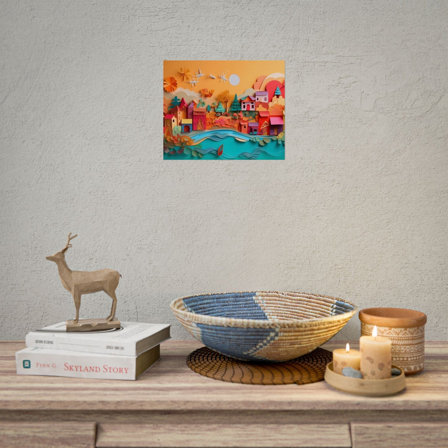 Epic Sunset Beach: Magical Paper Quilling Artwork - Poster