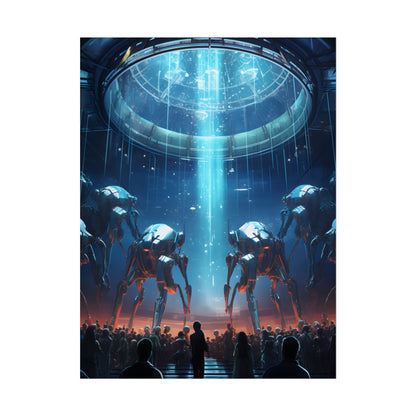 Vibrant Robot Symphony: A Harmonious Blend of Human and Robotic Musicians - Poster