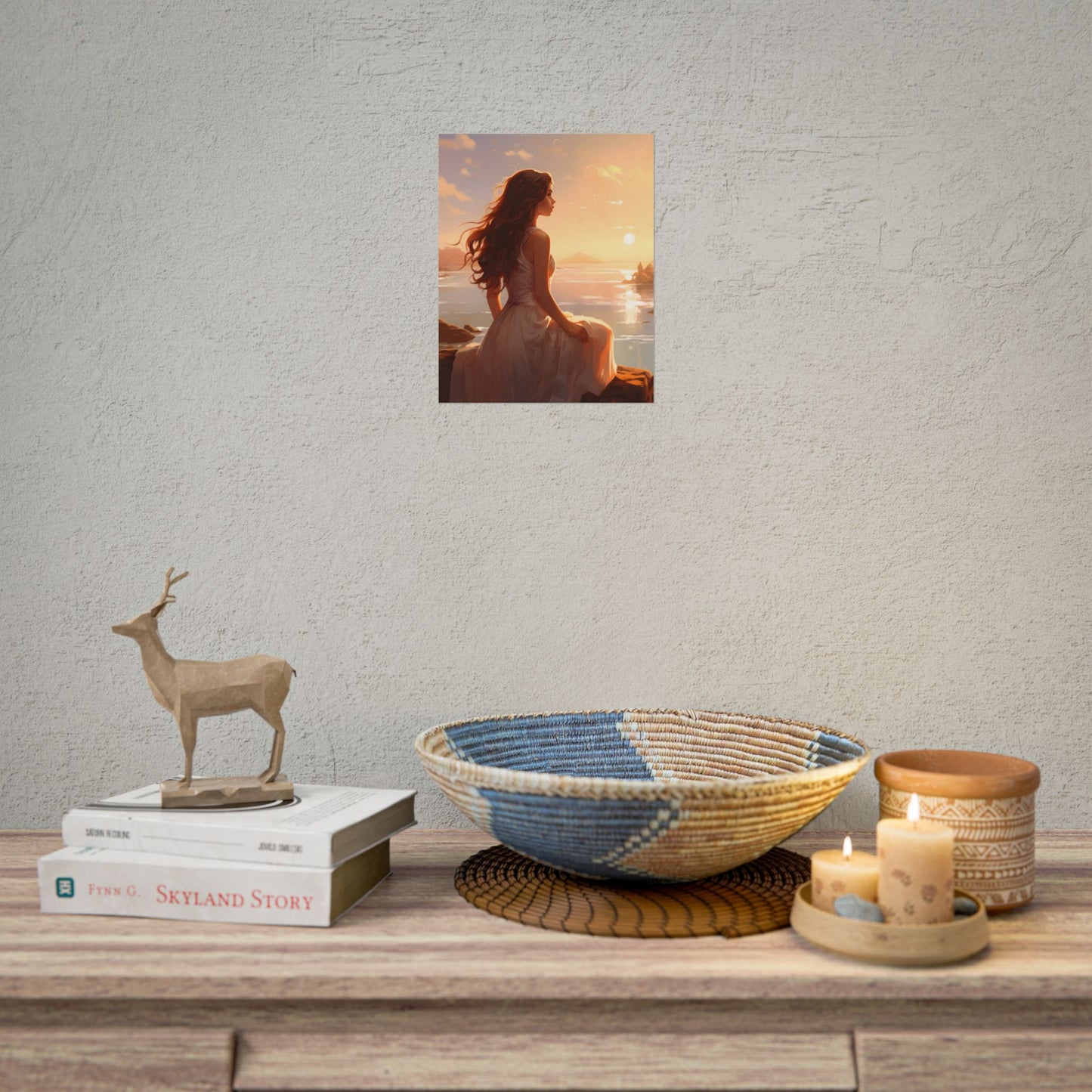 Vibrant Beach Scene: Summer Day with Sun-Kissed Figure - Poster