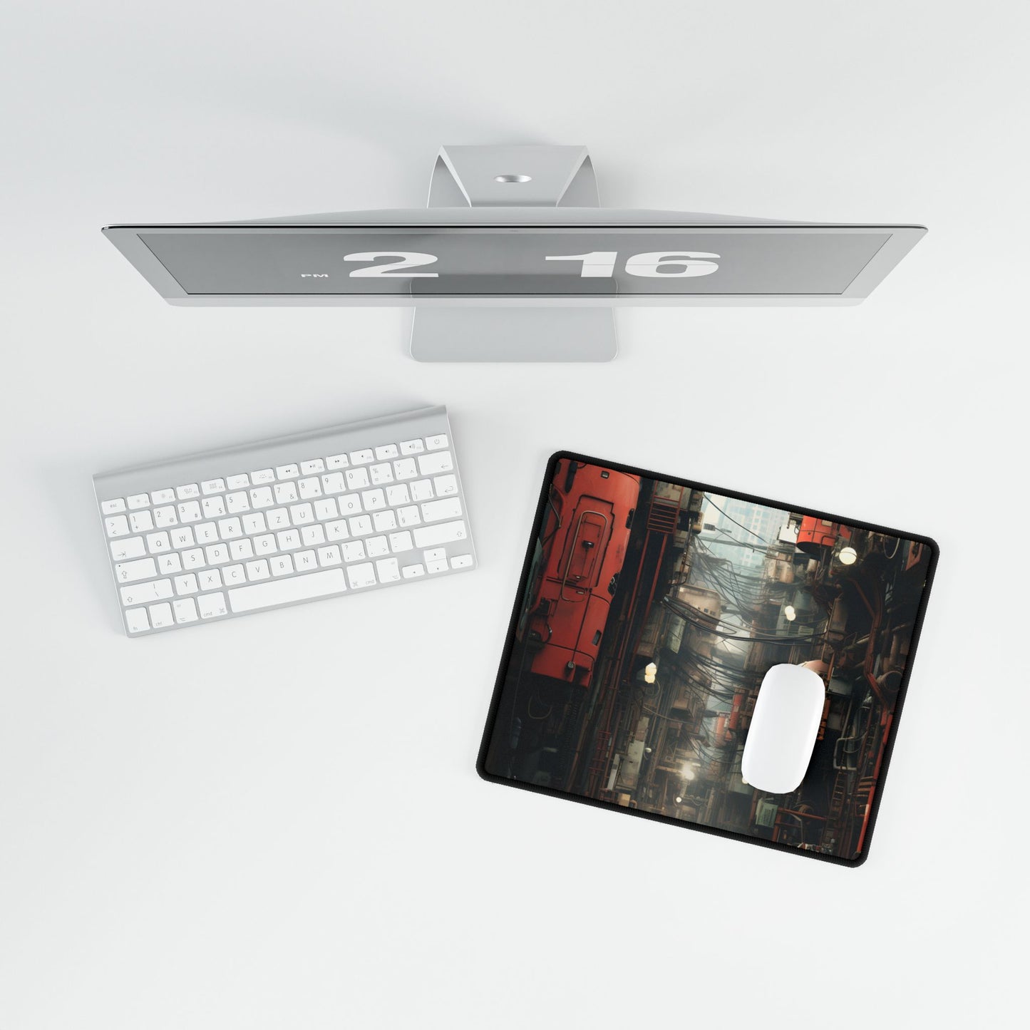 A New Era Unfolds: Post-Apocalyptic Steampunk Cityscape - Desk Mat