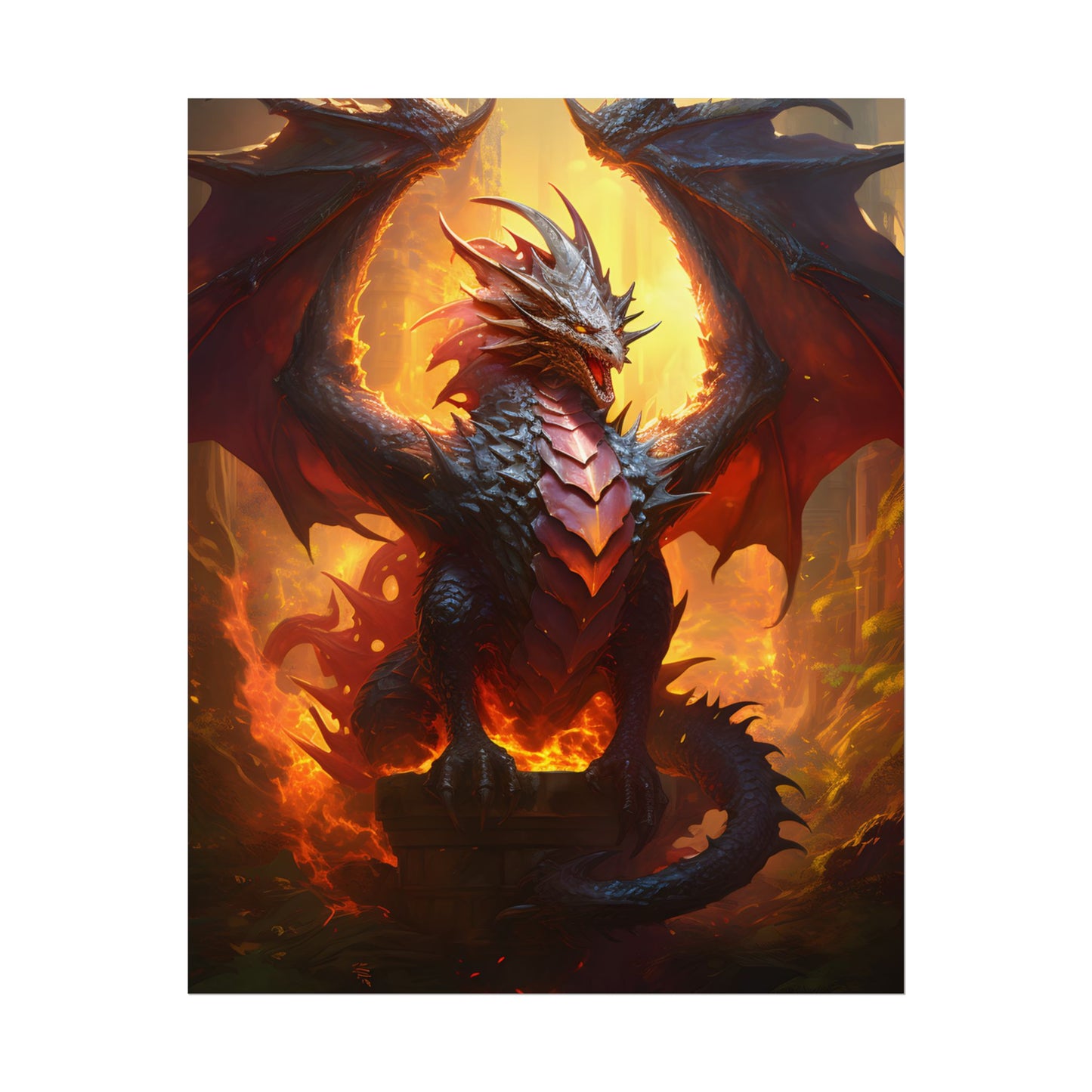 Fantasy Dragon's Treasure Hoard: Ancient Artwork - Poster