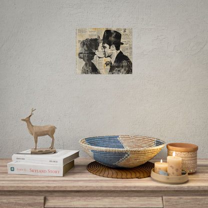 Vintage Romance Couples: Newsprint Artwork - Intimate Moments - Poster