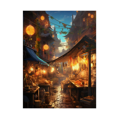 Magical Street Food Market: Vibrant Colors - Poster
