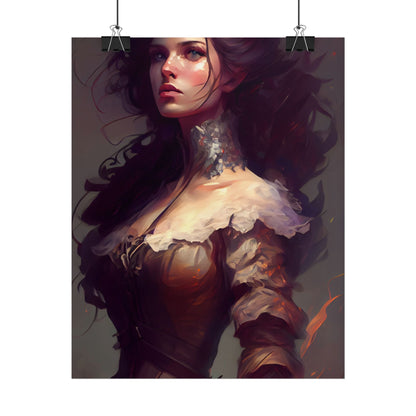 Lovely Brown Hair Portrait: Stunning Female Art - Poster