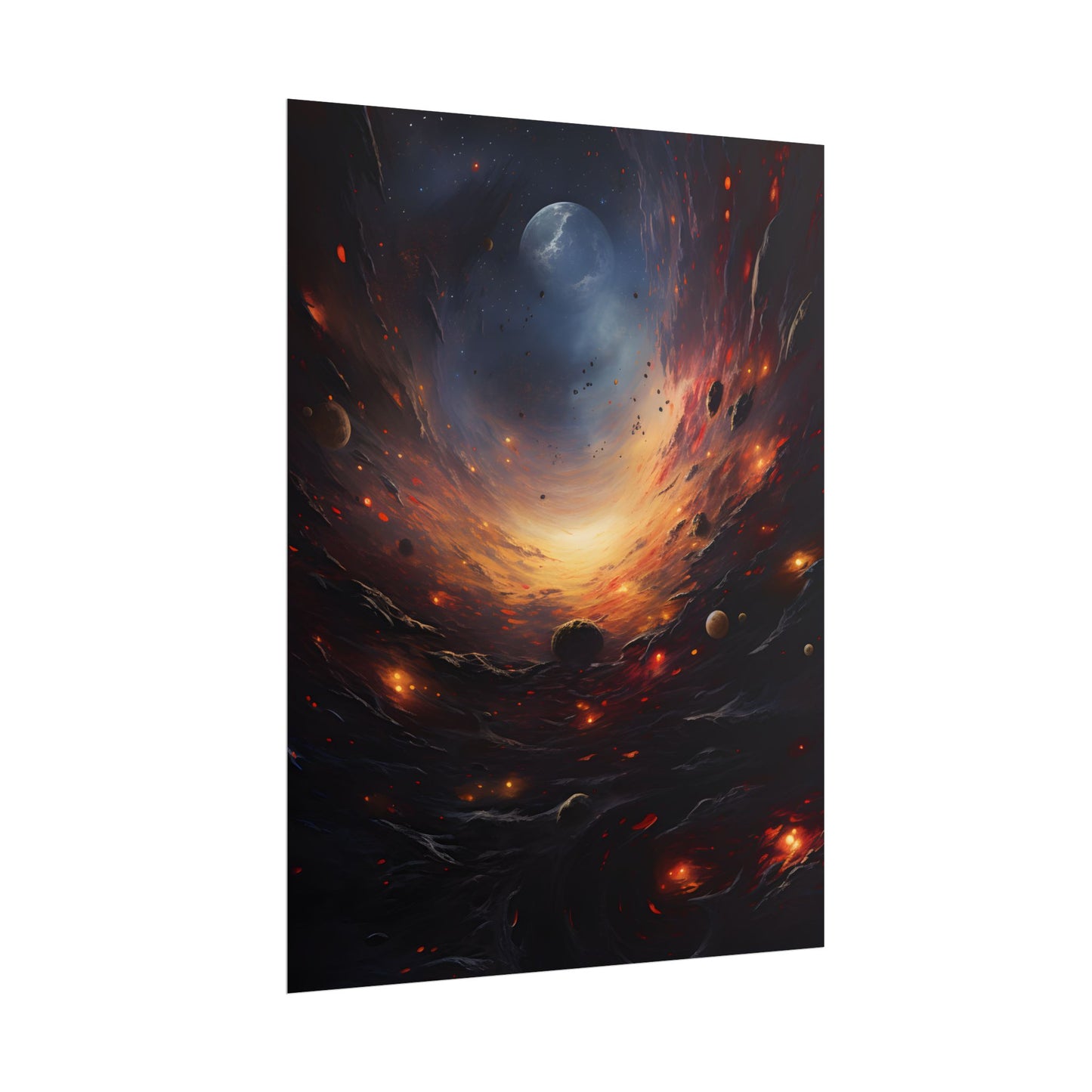 Cosmic Orbit: Six Planets Swirl Around a Black Hole - Poster