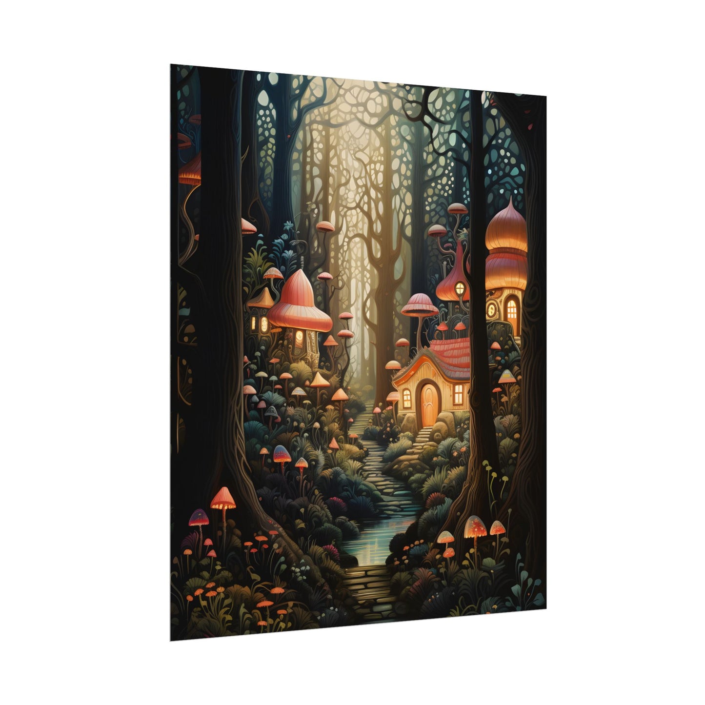 Whimsical Enchanted Forest: Illustrative Artwork - Poster