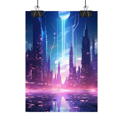 Futuristic Cityscape: Cyberpunk Dreams in a Dystopian World - Poster