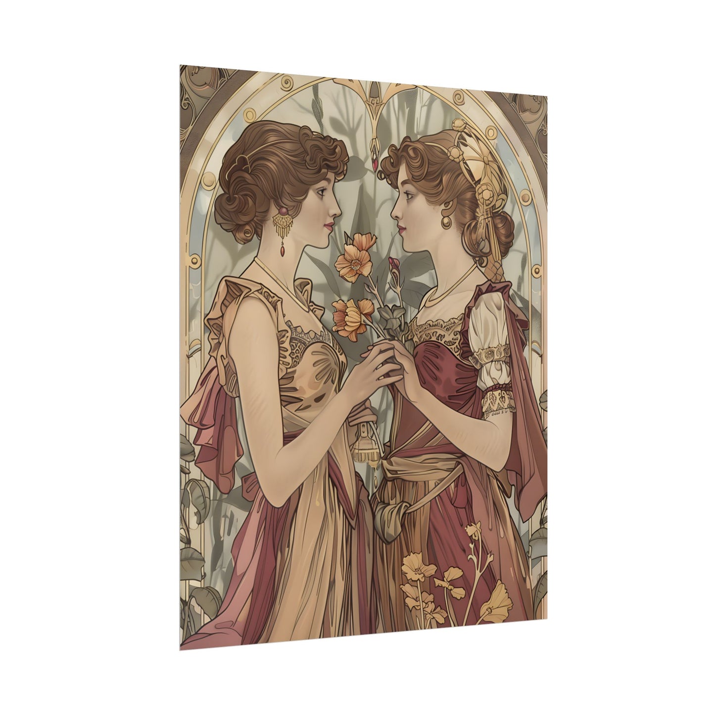 Middle Eastern Floral Beauty: Traditional Attire Digital Art - Poster