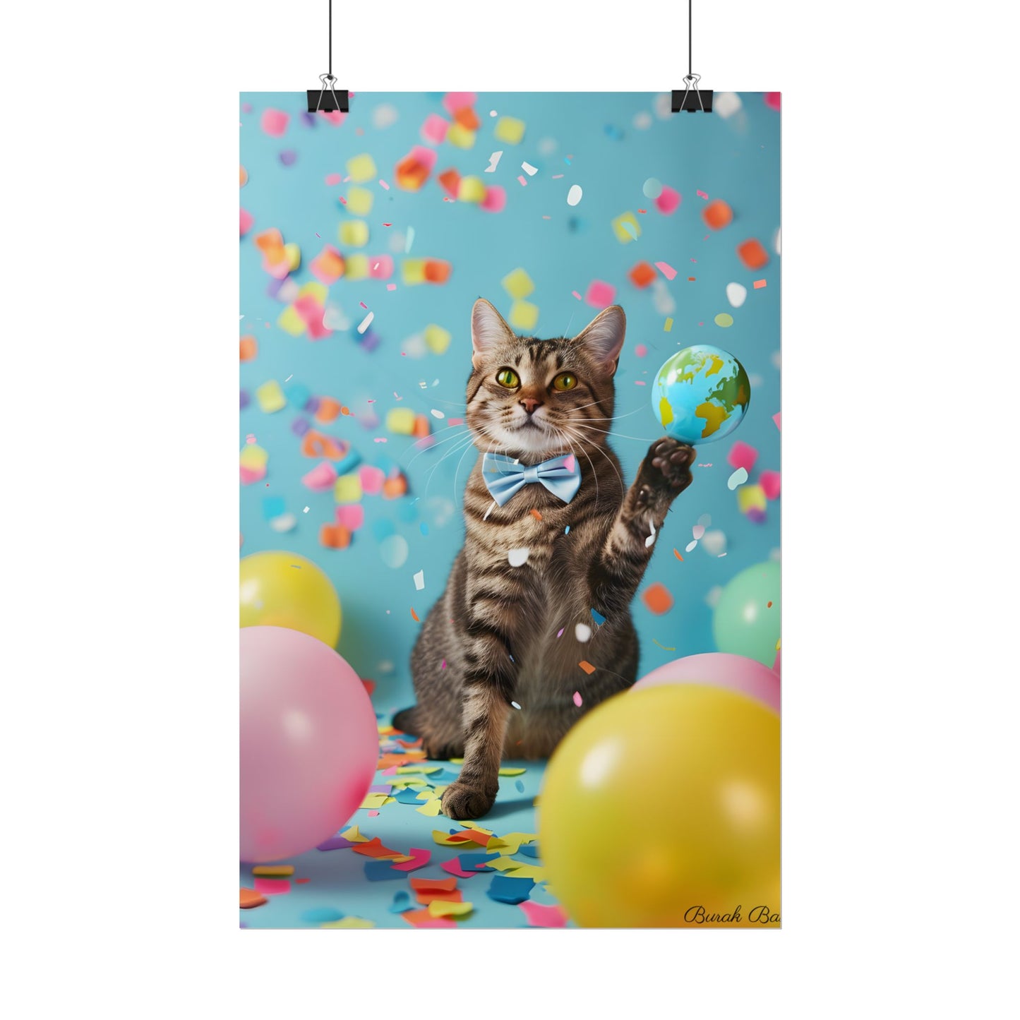 Whimsical Cat in Bow Tie: Close-Up Art Print - Poster