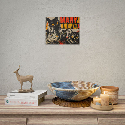 Red Cats in Soviet Motion: A Playful Poster Art - Poster