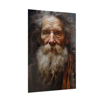 Elderly Wisdom: Realistic Portrait Art - Poster