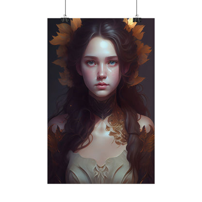 Brown Hair Female Portrait: Artistic Style Digital Art - Poster