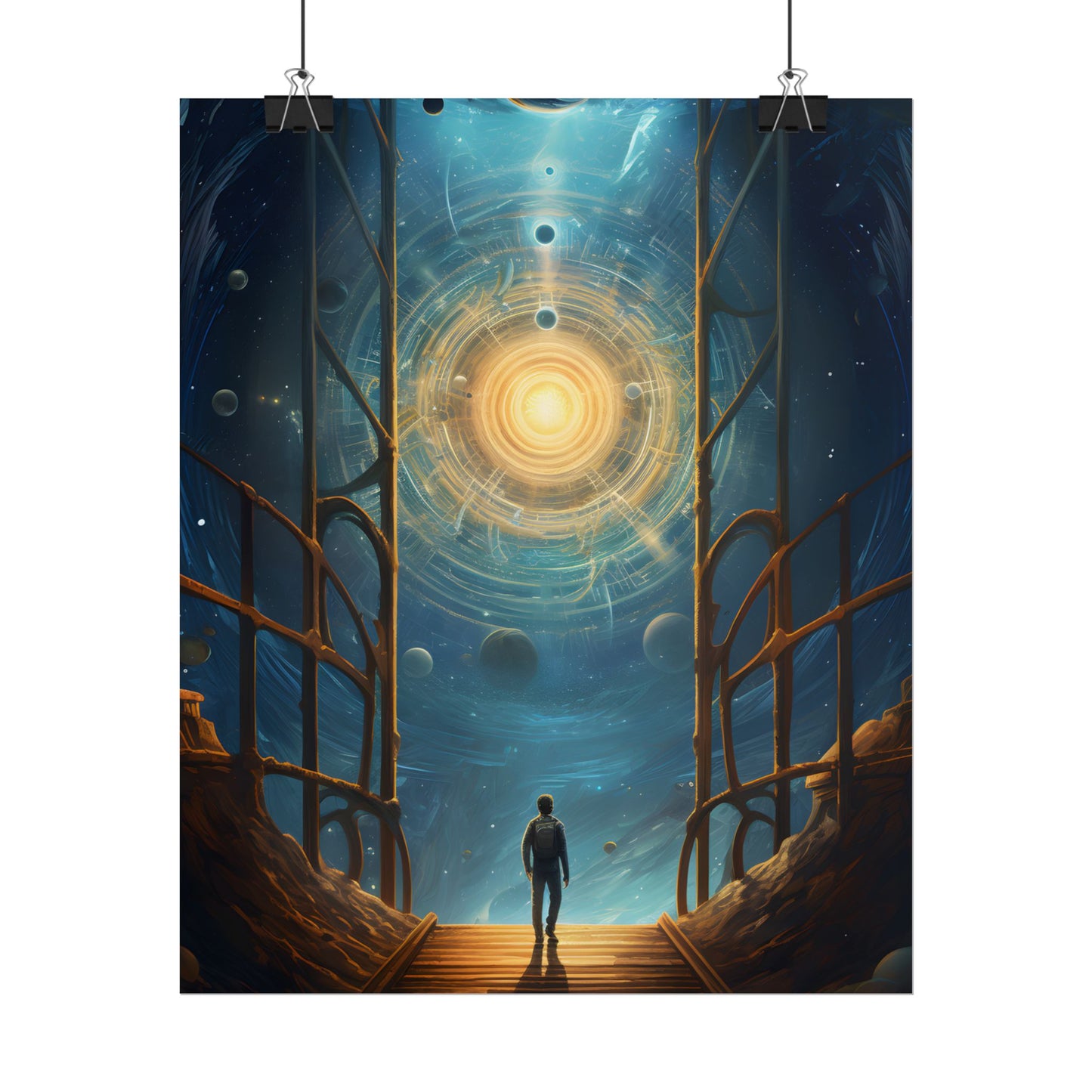 Space Explorer's Journey: Sleek Spacecraft in Stellar Odyssey - Poster