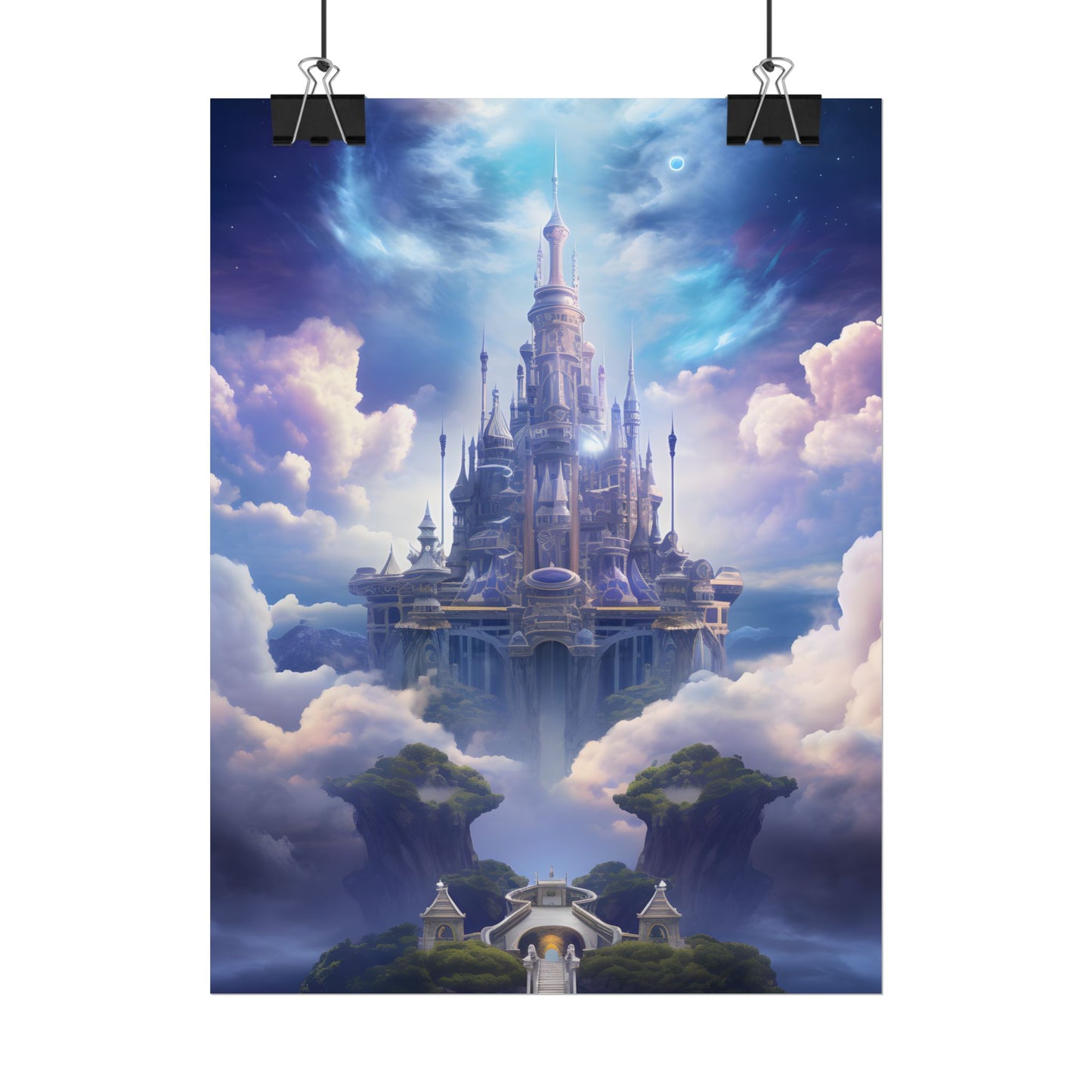 Celestial Fantasy Floating City: Dreamlike Artwork - Poster
