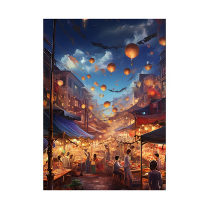 Magical Street Food Market: Enchanted Eats in Full Bloom - Poster