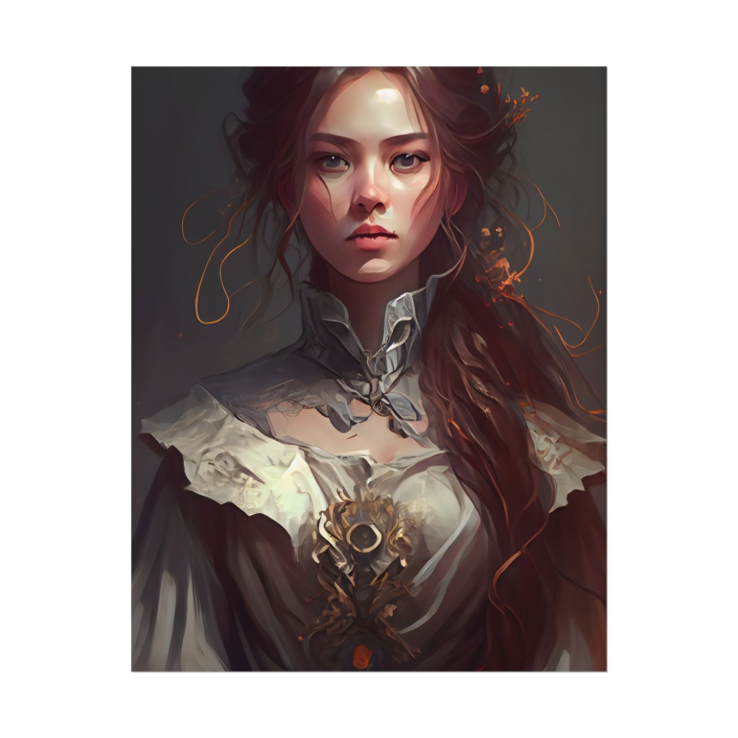 Elegant Professional Portrait: Brown Hair - Poster