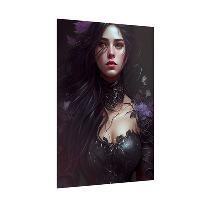 Striking Woman Portrait: Black Hair Artwork - Poster
