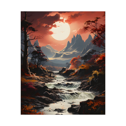 Breathtaking Waterfall Oil Painting: A Realistic Artwork - Poster