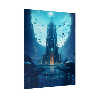 Dive into the Future: Submerged Metropol Underwater Cityscape - Poster