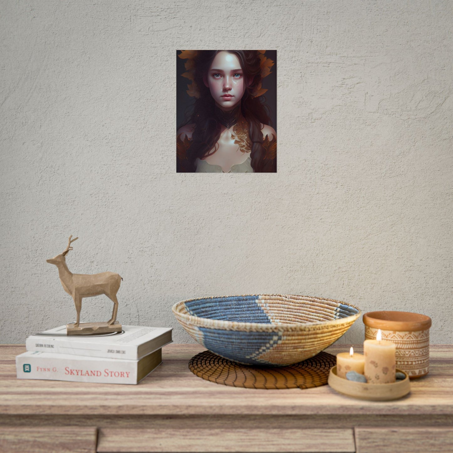 Brown Hair Female Portrait: Artistic Style Digital Art - Poster
