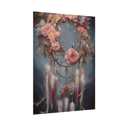 Ethereal Dreamcatcher Realm: Surreal Artwork with Colorful Feathers - Poster