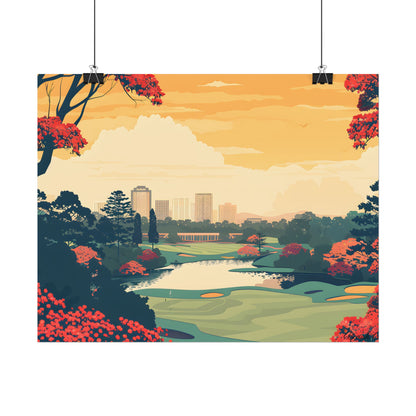 Retro-Style Augusta Georgia Golf Course: Vibrant Illustration Art - Poster