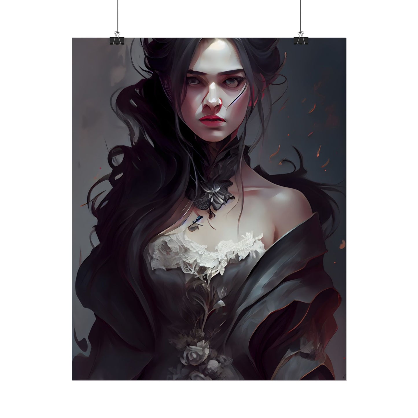 Black Haired Female Portrait: Elegant Outdoor Beauty - Poster