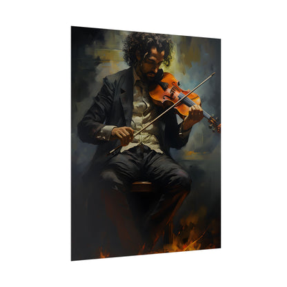 Mysterious Musician Portrait: Digital Artwork - Poster