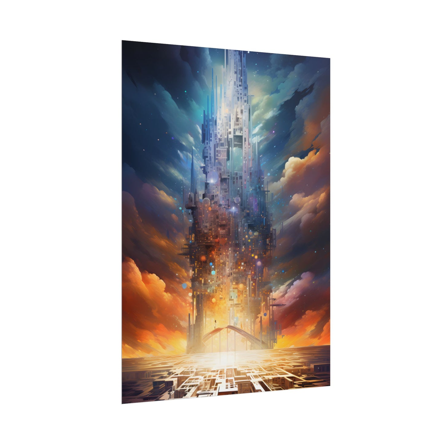 Vibrant Cyber Dreamscape: Abstract Digital Artwork - Poster