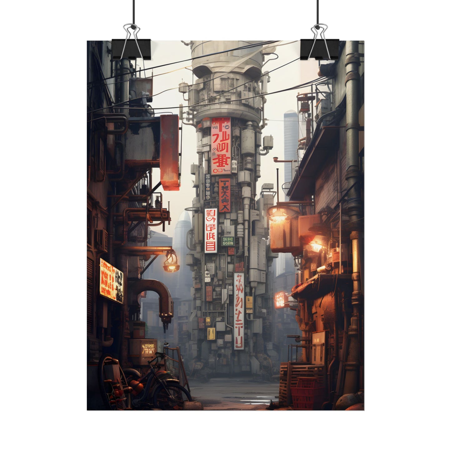 Steampunk Post-Apocalypse: Detailed Cityscape Digital Art - Poster