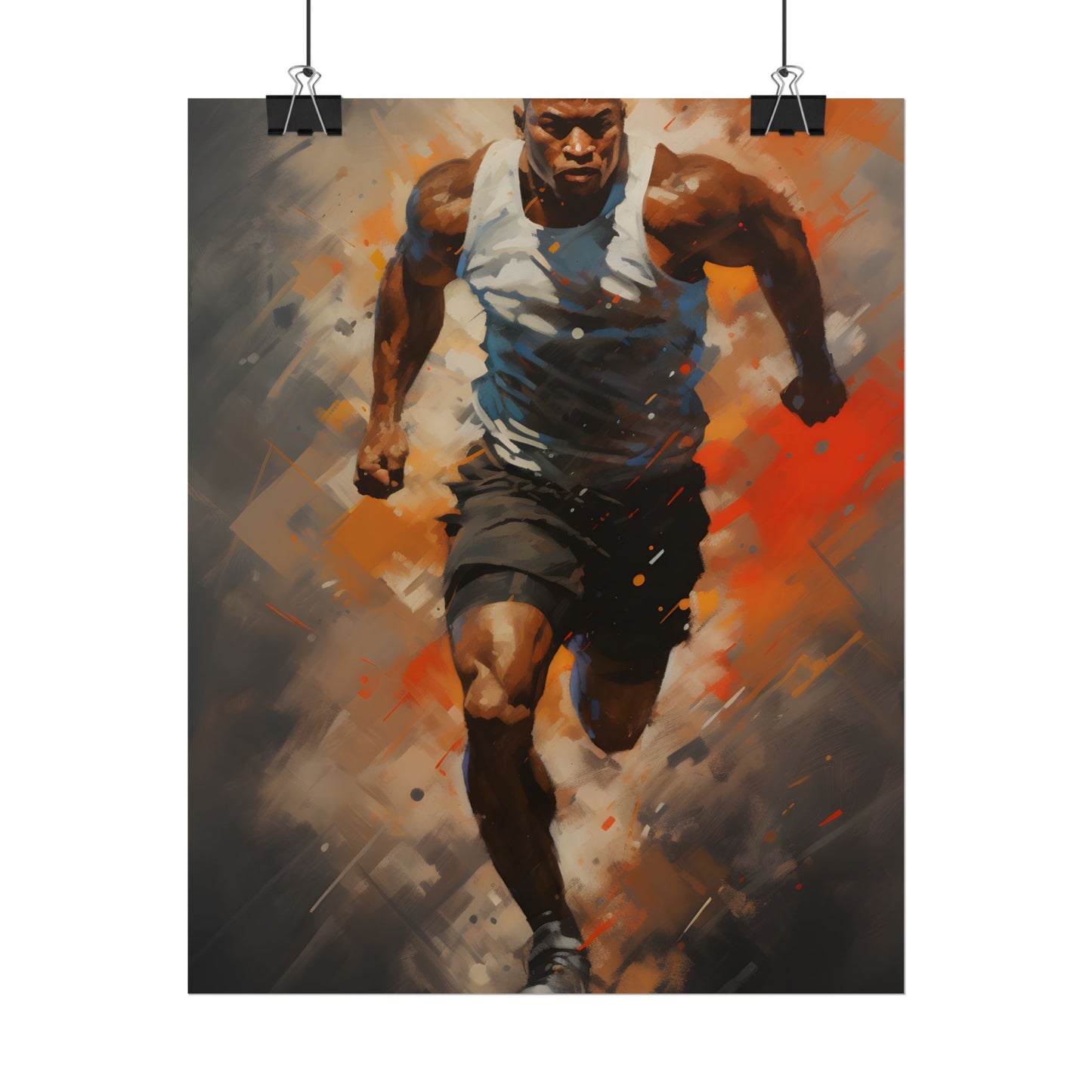 Passionate Athlete in Motion: Dynamic Portrait Artwork - Poster