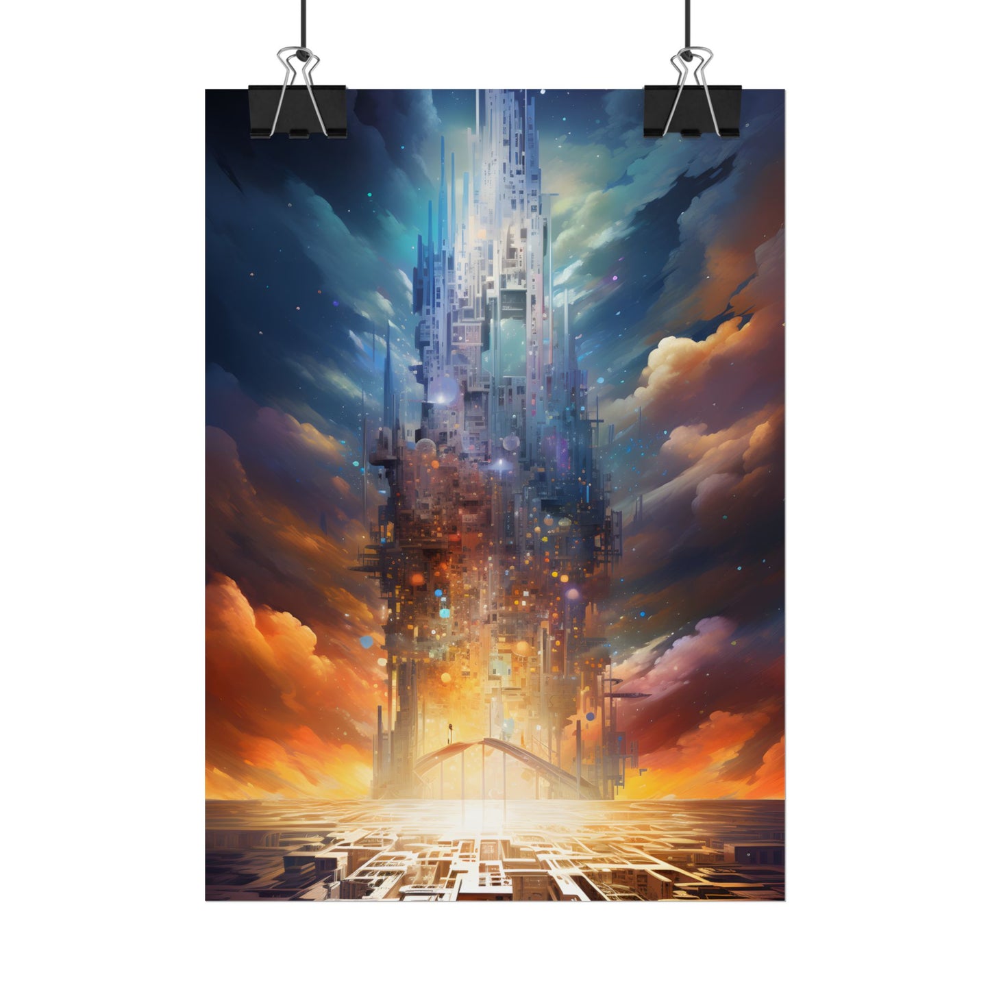 Vibrant Cyber Dreamscape: Abstract Digital Artwork - Poster