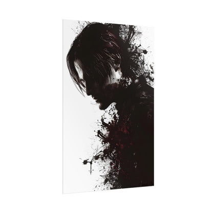 Emerging from Darkness: Blood-Splattered Figure Digital Art - Poster