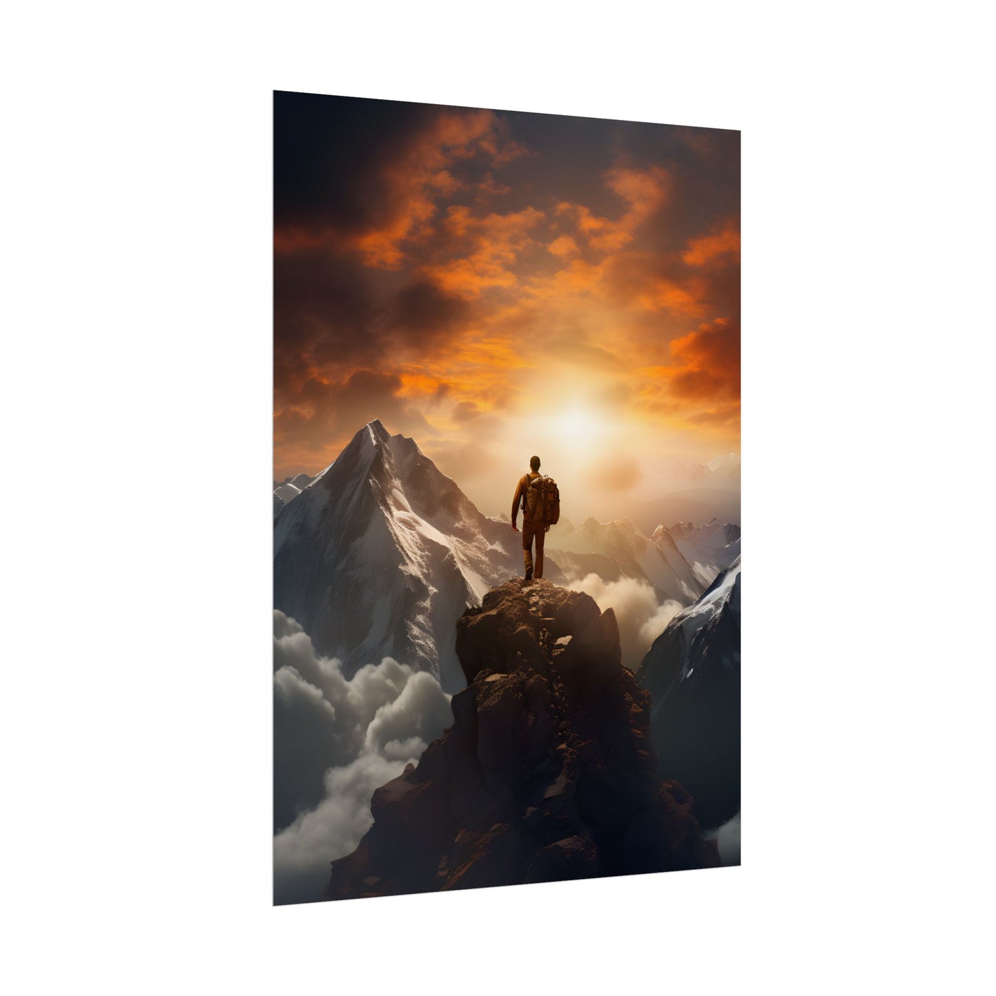 Epic Mountain Sunrise: Majestic Summit Artwork - Poster