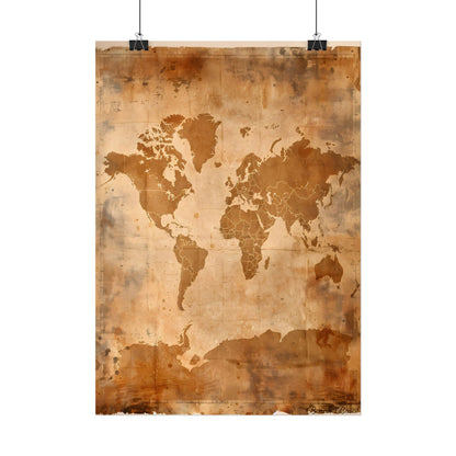 Vintage World Map: Artistic Cartography on Canvas - Poster