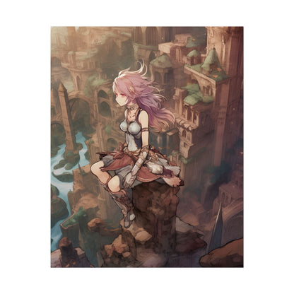 Dramatic Anime Feather: Detailed Urban Artwork - Poster