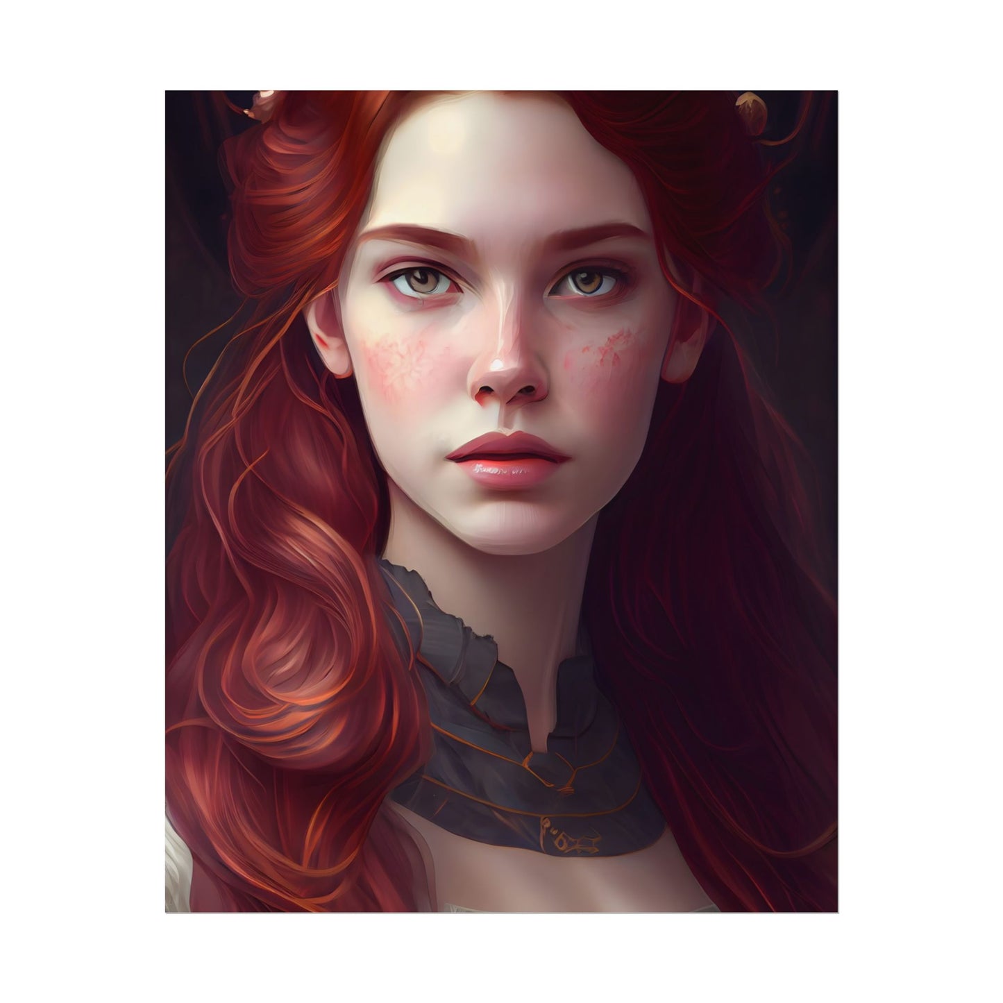 Beautiful Redhead Female Portrait: Classic Timeless Artwork - Poster