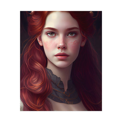 Beautiful Redhead Female Portrait: Classic Timeless Artwork - Poster