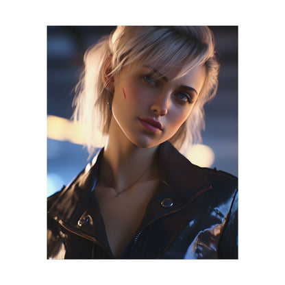 Cyberpunk Teenage Girl: Blonde Digital Art - Poster