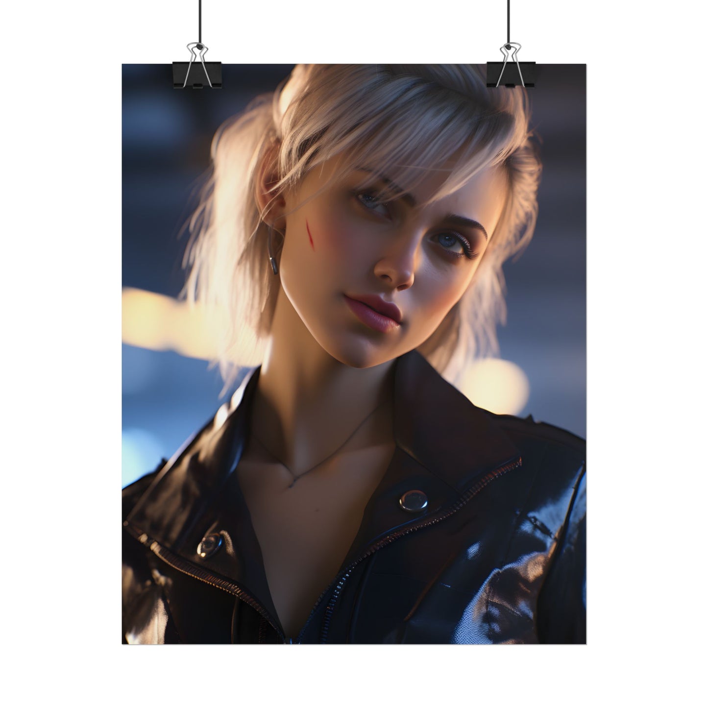 Cyberpunk Teenage Girl: Blonde Digital Art - Poster