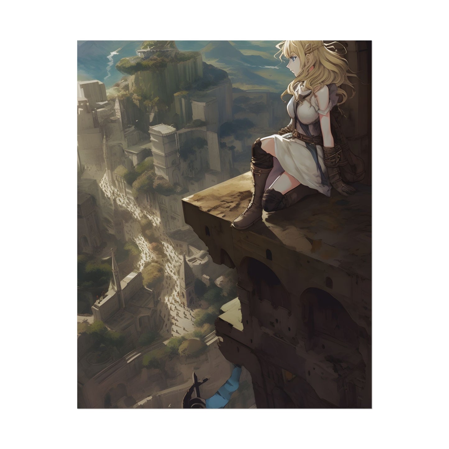 Dramatic Anime Female Portrait: Exclusive Artwork - Poster