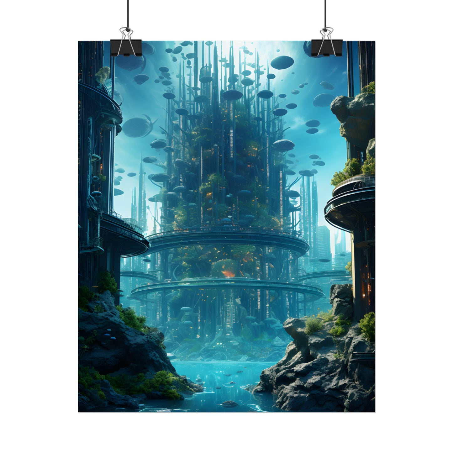 Underwater City: Futuristic Metropol in Calm Waters - Poster