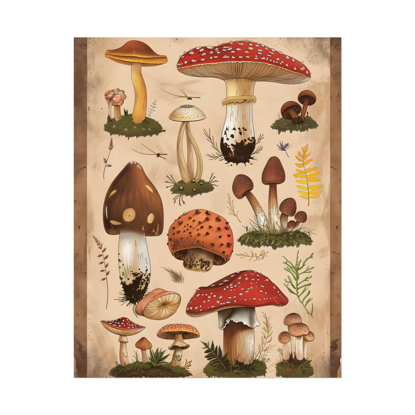 Vibrant Mushroom Species Poster: A Colorful Collection - Poster