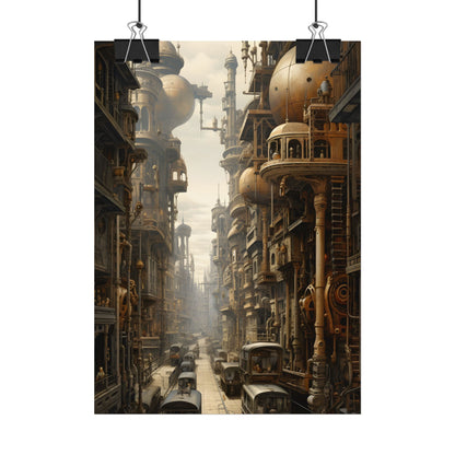 Steampunk Cityscape: A Glimpse into Jules Verne's Paris - Poster