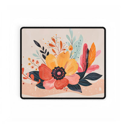Blooming Growth: Vibrant Flower Artwork - Desk Mat