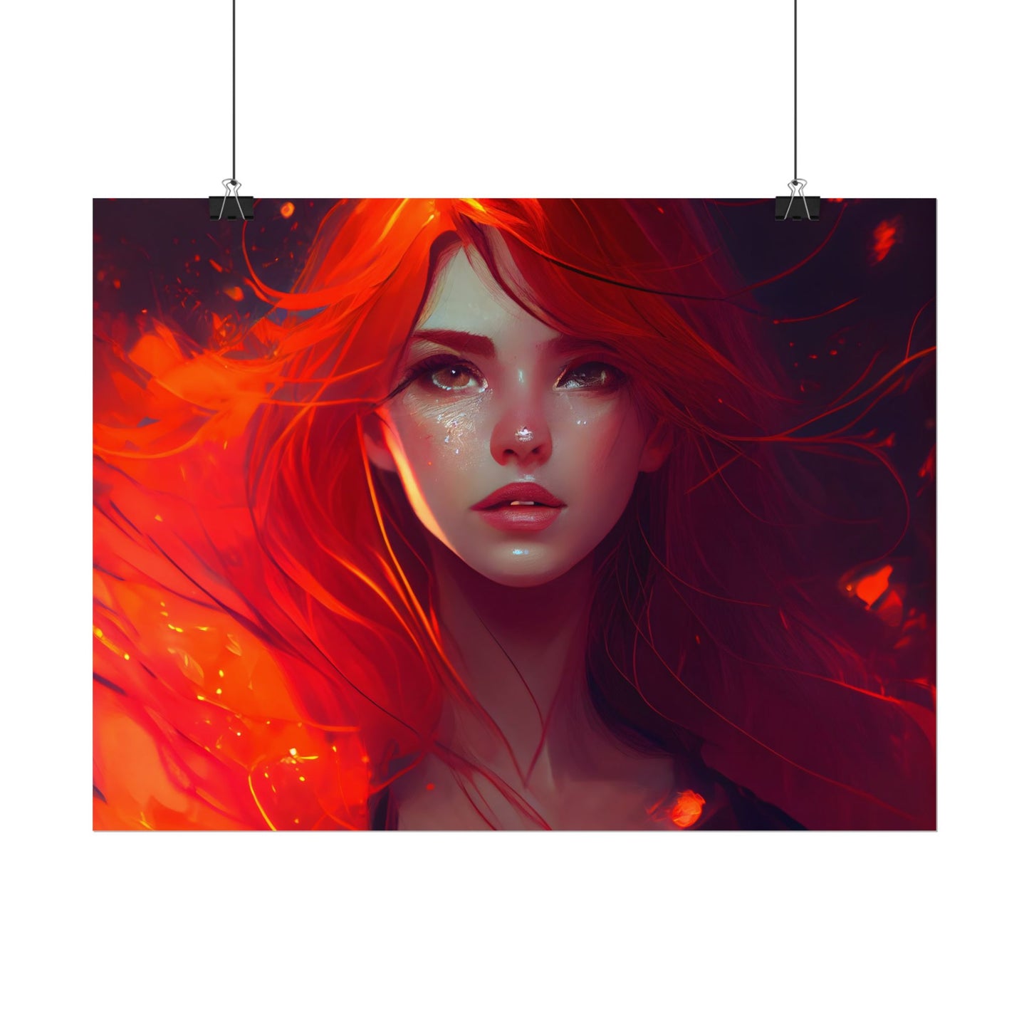 Glowing Female Portrait: Close-Up Artwork - Poster