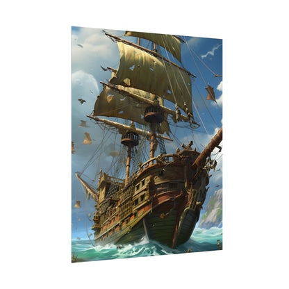 Swashbuckling Time-Traveling Pirate Crew: Colorful Artwork - Poster