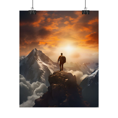 Epic Mountain Sunrise: Majestic Summit Artwork - Poster