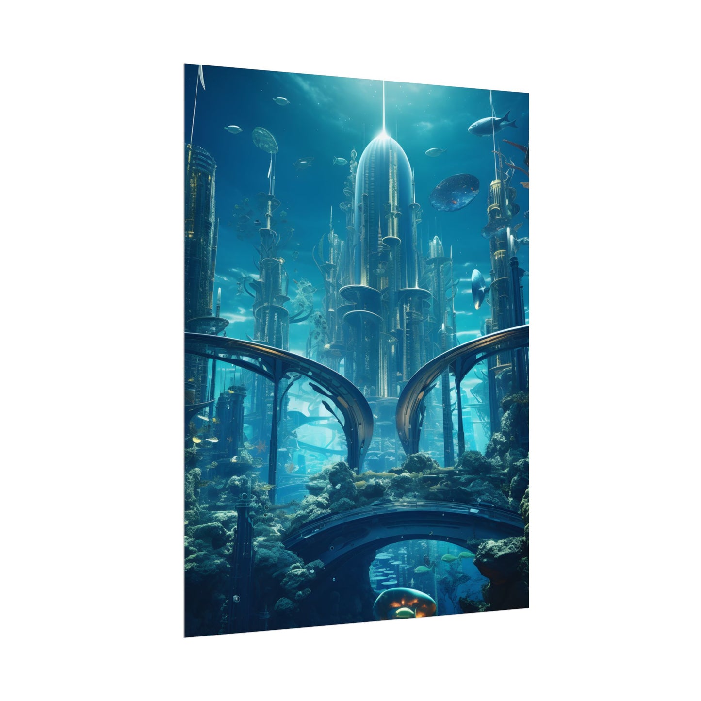 Underwater City of the Future: Sleek Modern Architecture - Poster