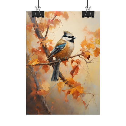 Vibrant Oak Branch: Colorful Leaves Oil Painting - Poster